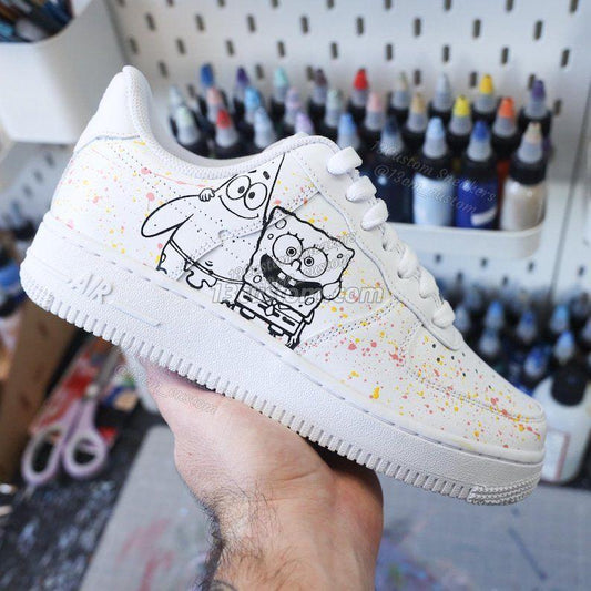0683-SpongeBob Schwammkopf Schwarz-Weiß-Linien + Tupfen