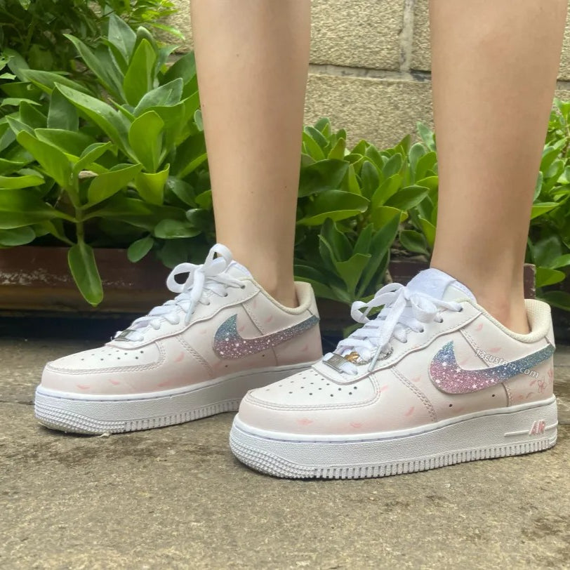 0075-AF1 Temporada de cerezos en flor degradado con diamantes