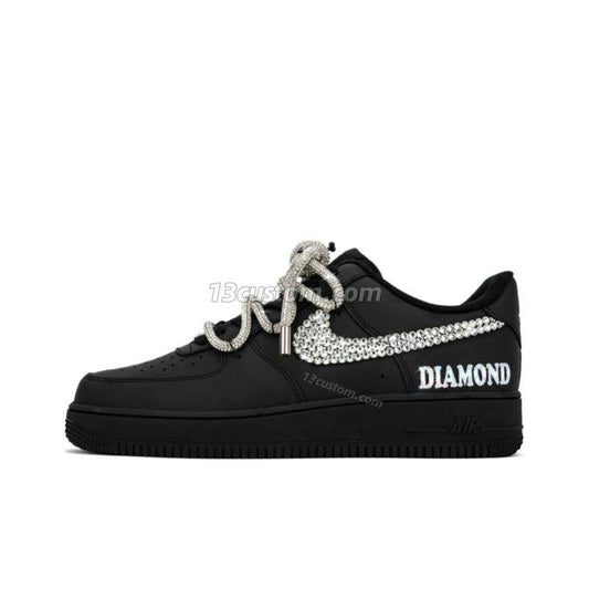 AF1 Diamante Desestructurado con Cordones en Blanco y Negro