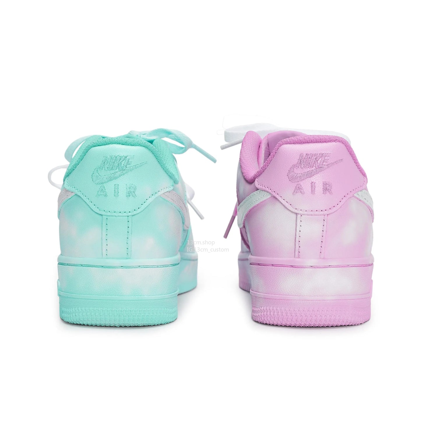 0145-Historia de nubes zapatos de pareja rosa + azul Tiffany