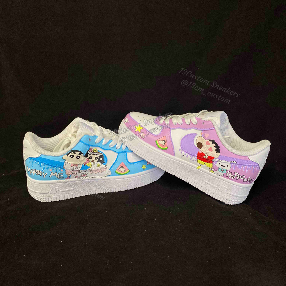 0531-Zapatos de pareja azul y púrpura de Crayon Shin-chan