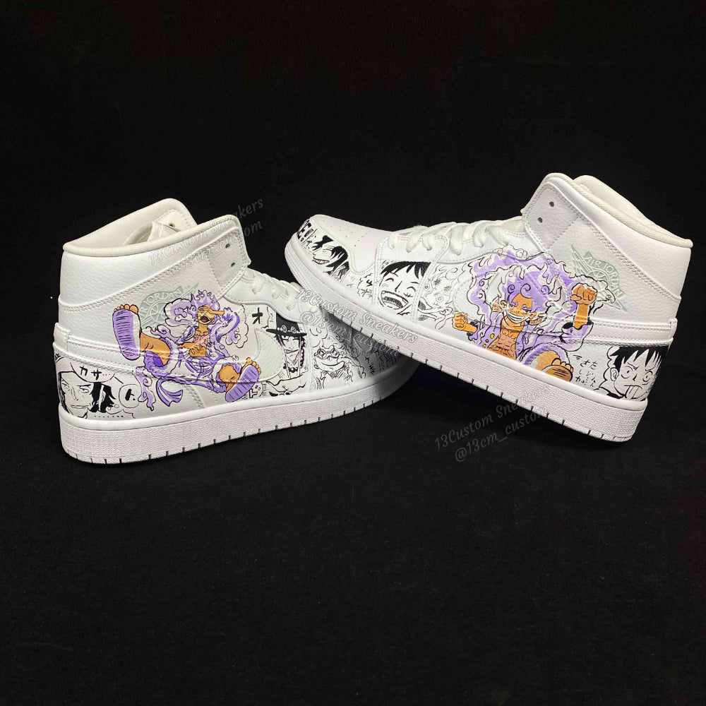 0605-Luffy Gear 5 pintura a color + manga en blanco y negro