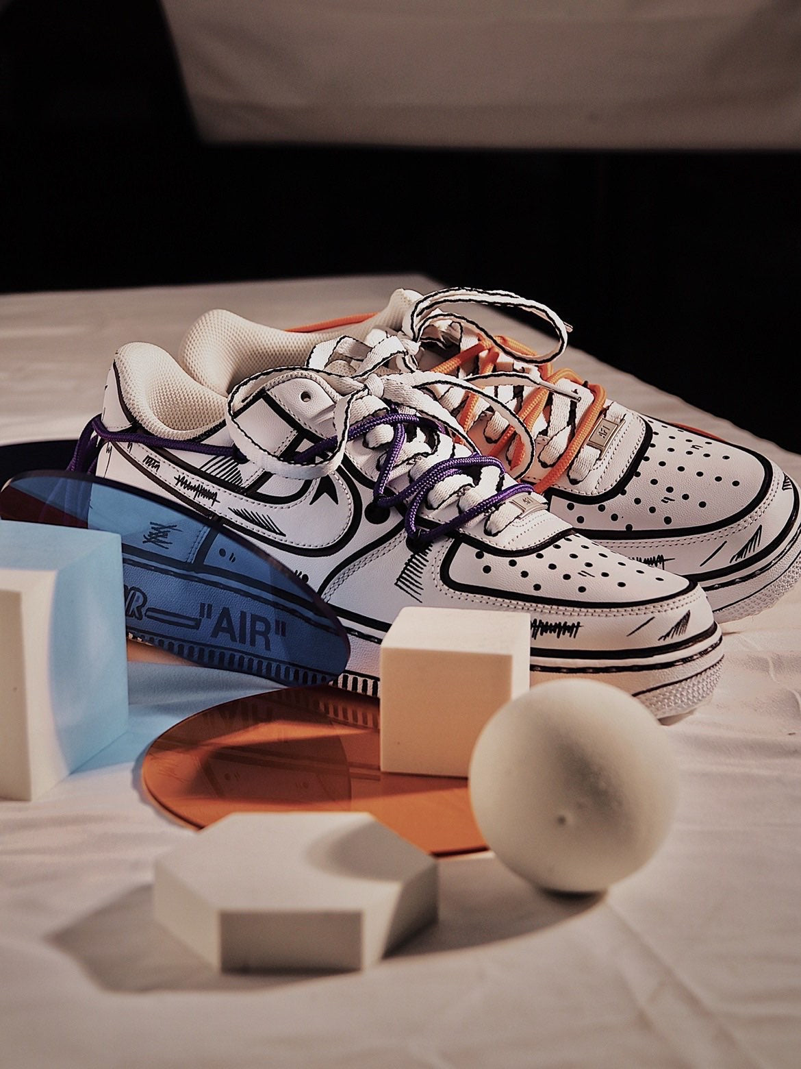 0015-AF1 2D 흑백 원앙 끈 신발끈