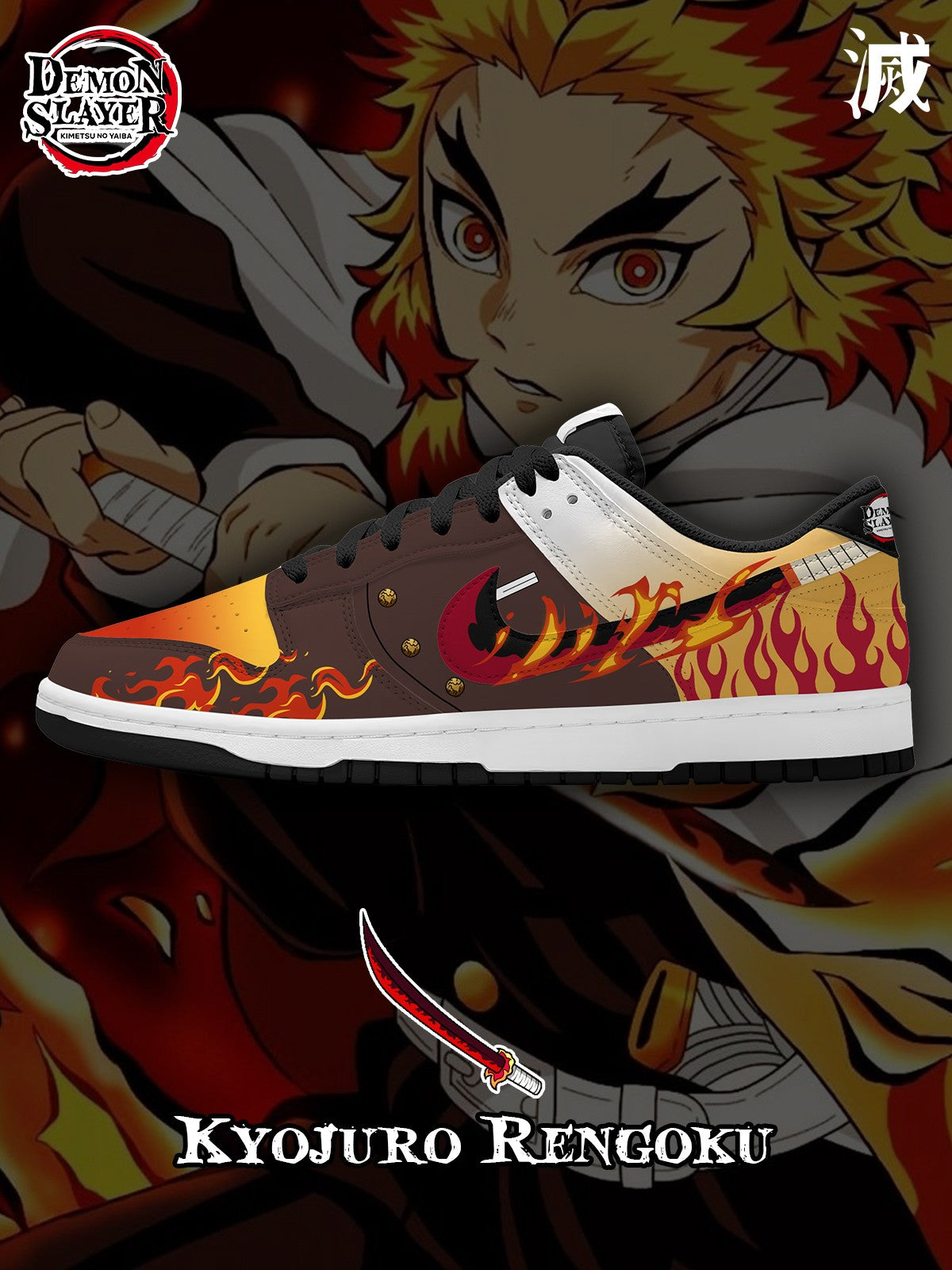 Rengoku V.5 Custom Court-Low Sneakers - 13custom