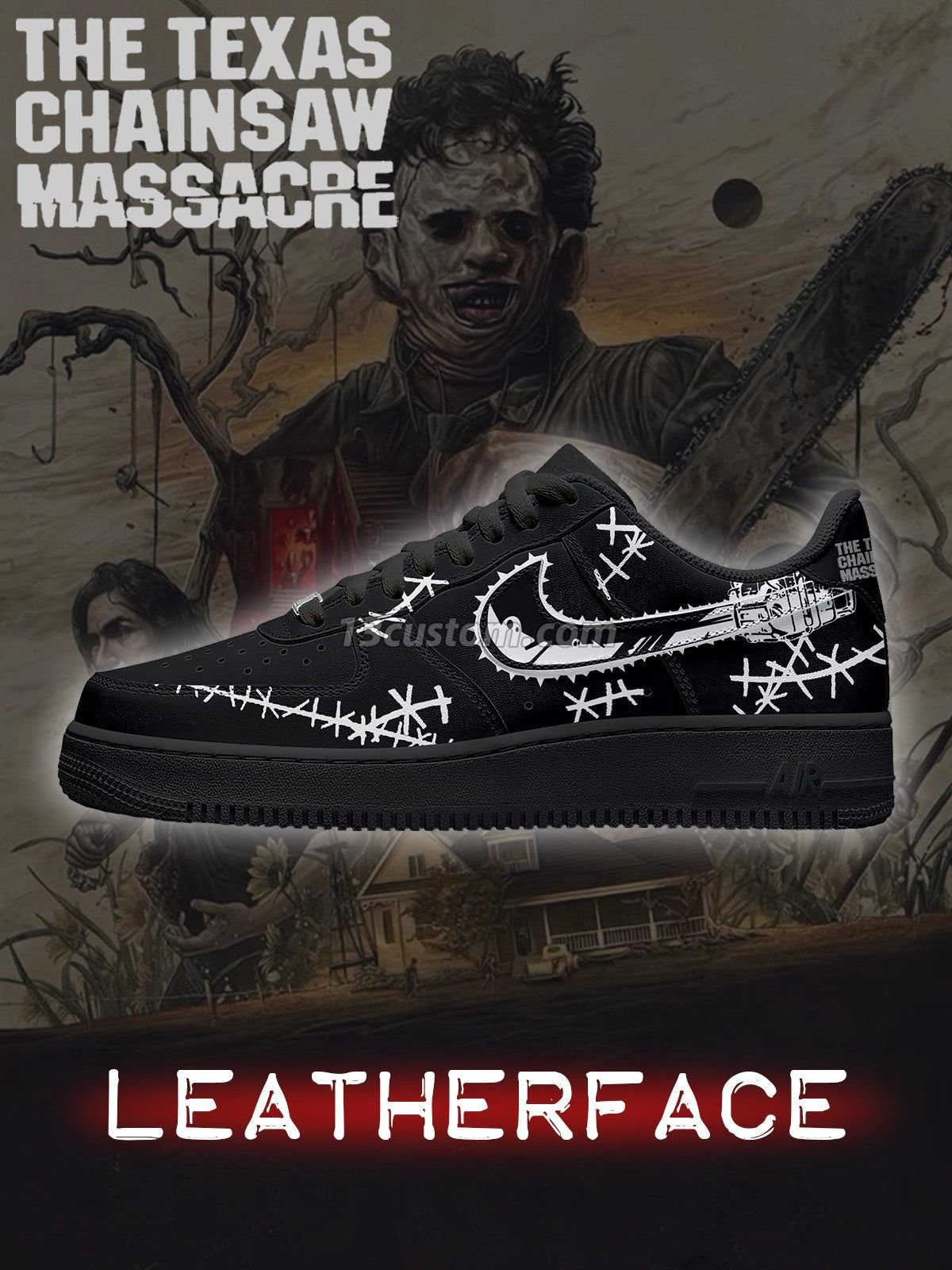AF1 Serie de terror: Cara de cuero V3 - Zapatillas deportivas personalizadas Imagen principal del producto