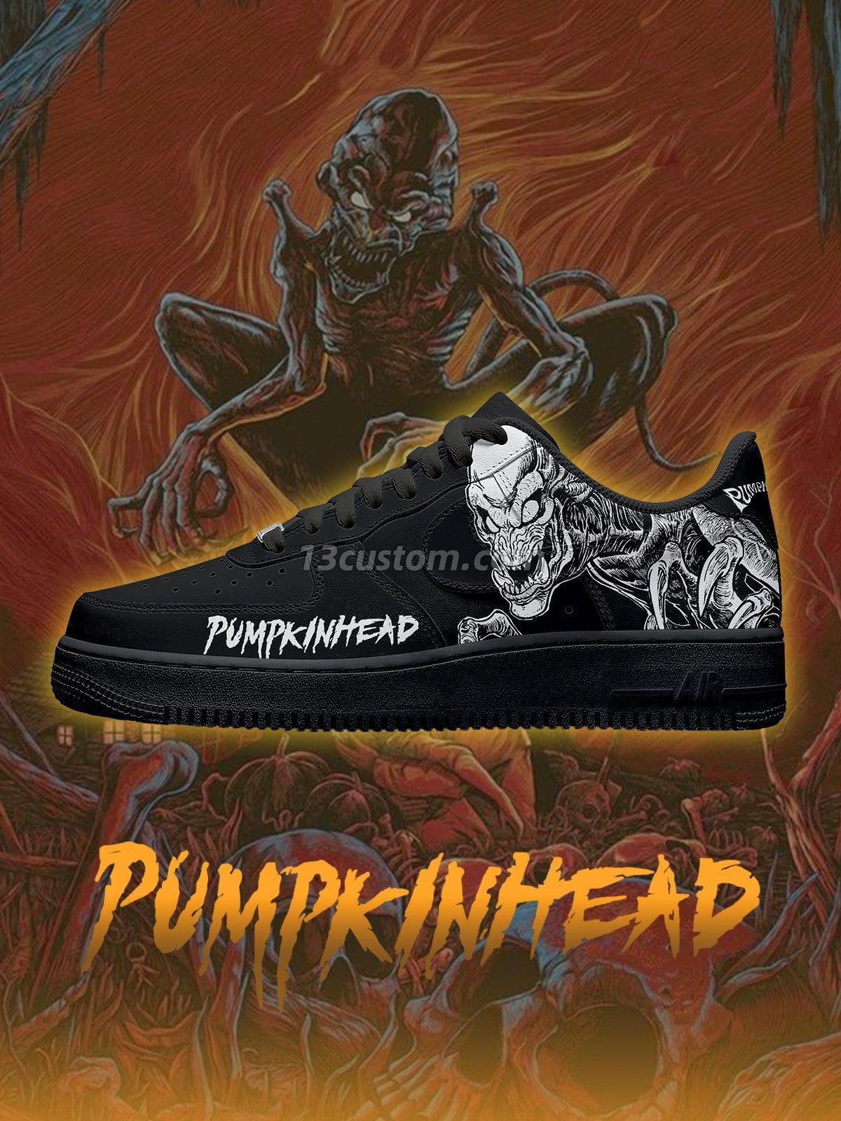 AF1 Serie de terror: Cabeza de calabaza V2 - Zapatillas deportivas personalizadas Imagen principal del producto