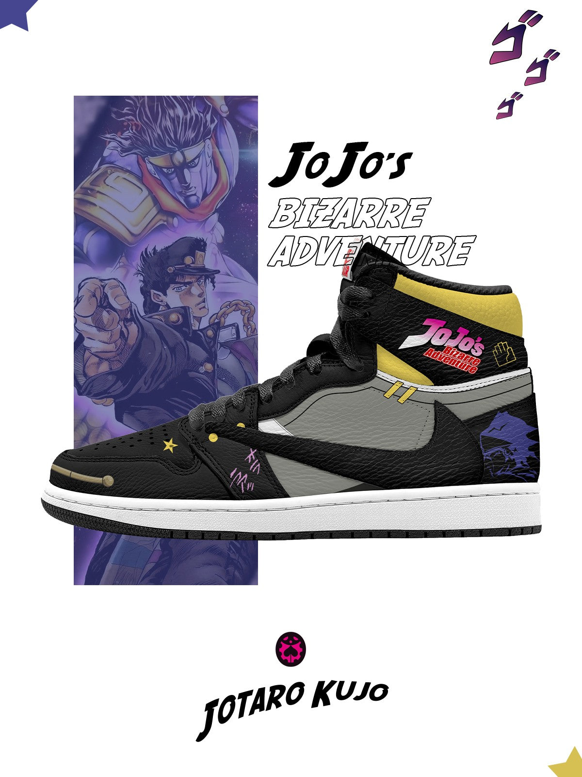 Jotaro Kujo V.1 Custom TS High Sneakers - 13custom