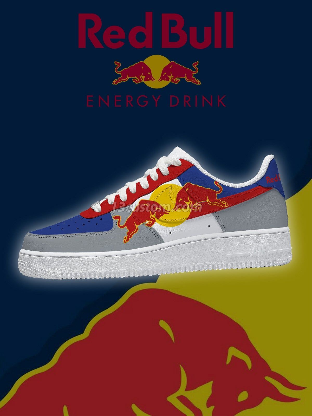 AF1 Bull Energy individuell gestaltete Sneaker – Modell V5 Hauptbild