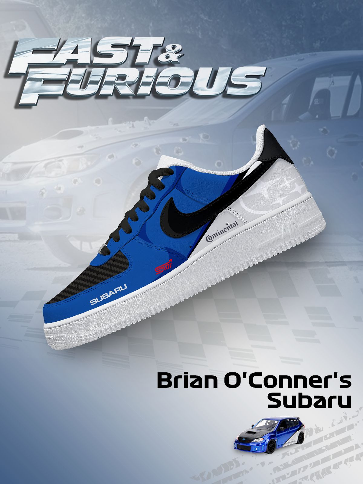AF1 玩命關頭-Brian O'Conner's Impreza WRX STI 客製化運動鞋 Image principale du produit