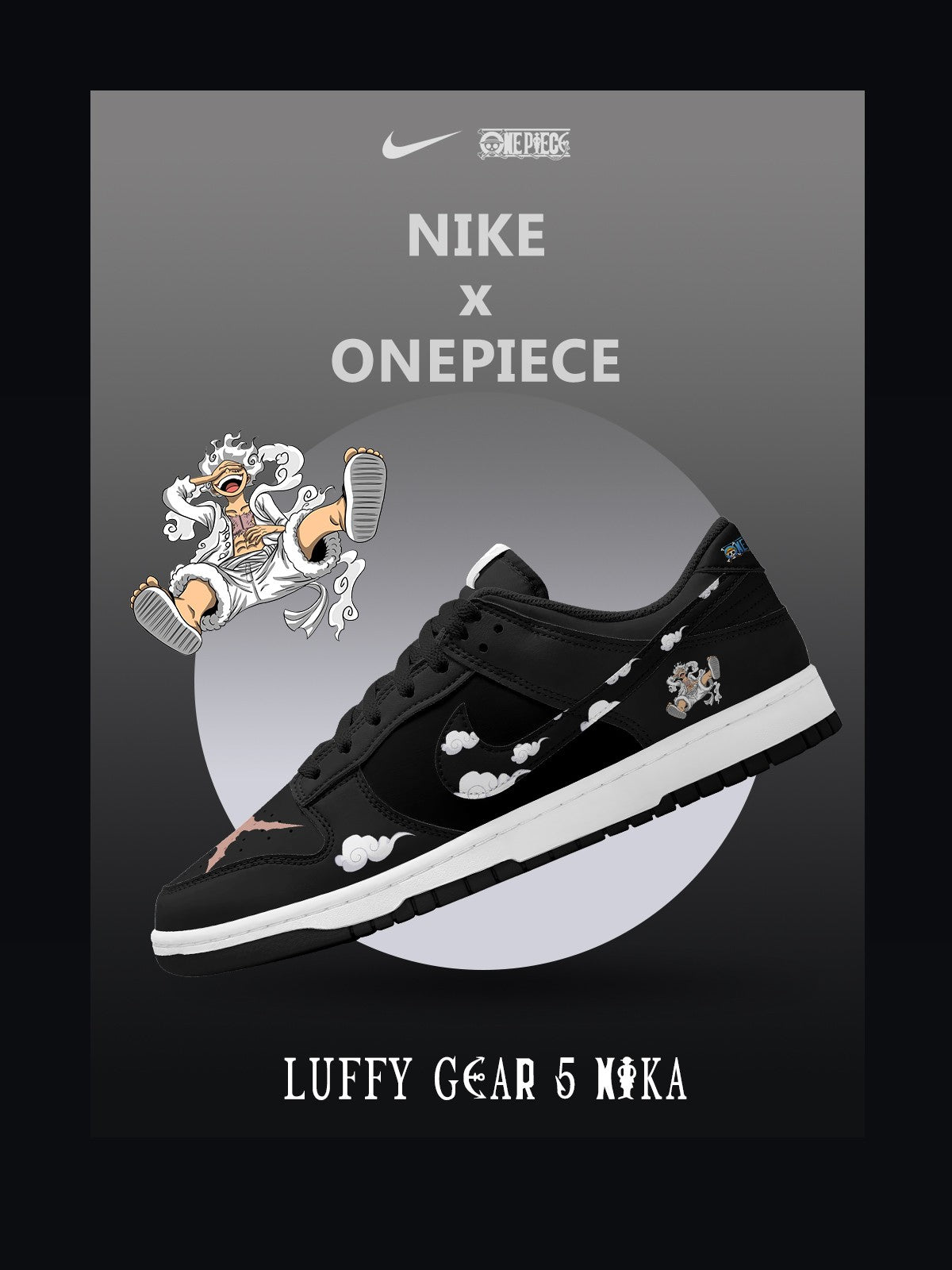 Luffy Gear 5 Nika V.1 Custom Court-Low Sneakers - 13custom