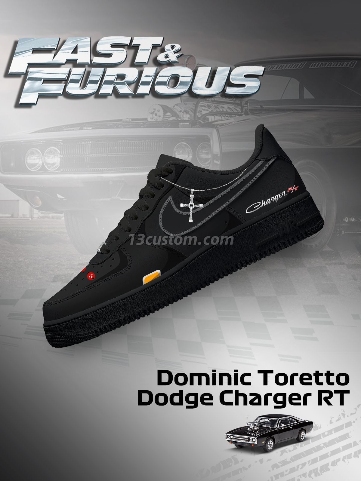 AF1 玩命關頭-Dominic Toretto Charger RT 客製化運動鞋