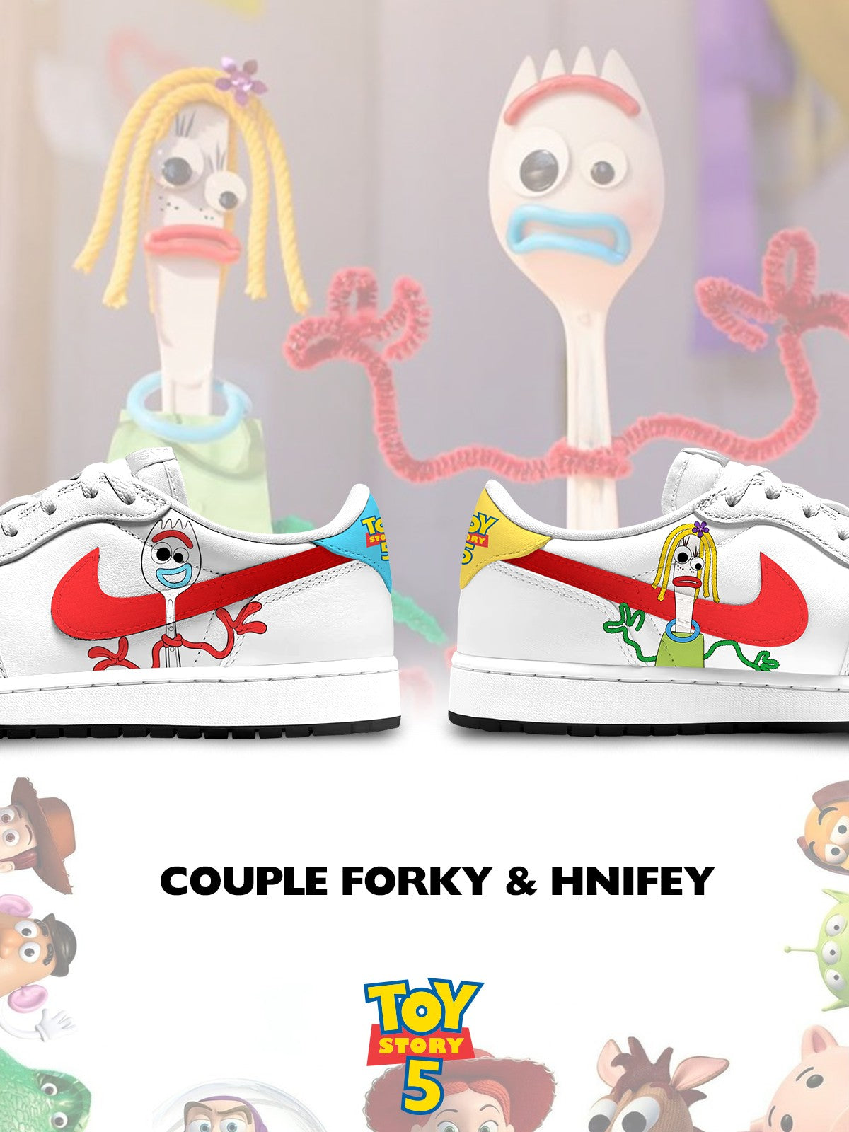Forky and Knifey V.1 Custom Low-Top Court Sneakers