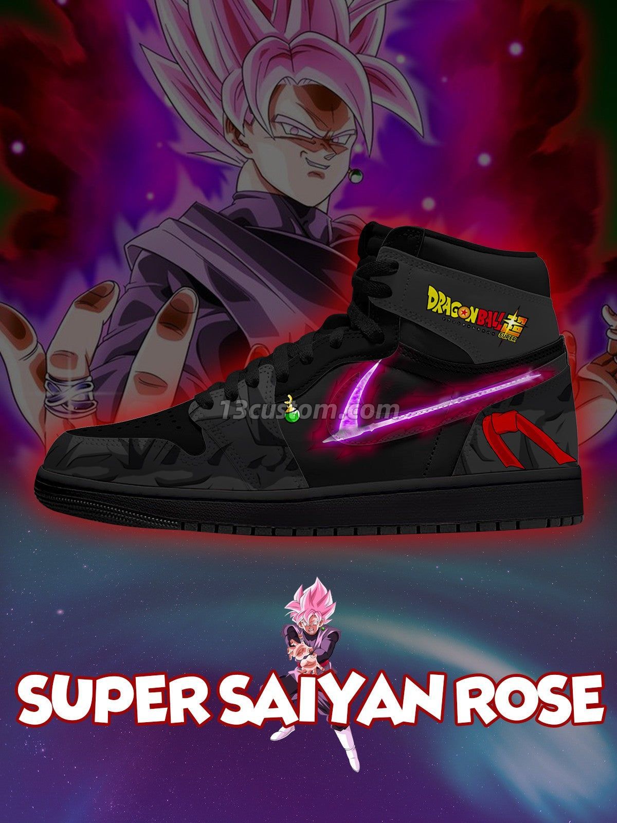 AJ1 H 七龍珠-超級賽亞人桃紅 V1 客製化運動鞋