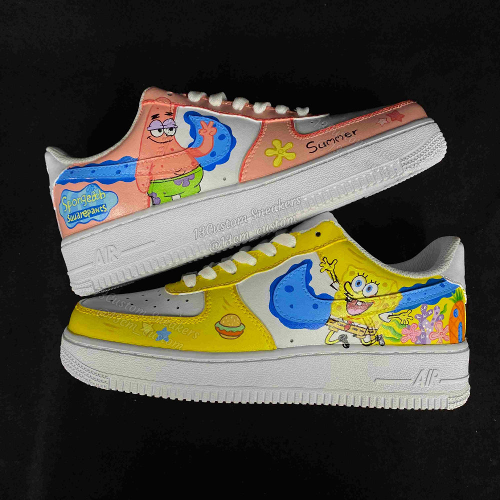 0674-스폰지밥 전체 프린트 노랑 분홍 오리 신발