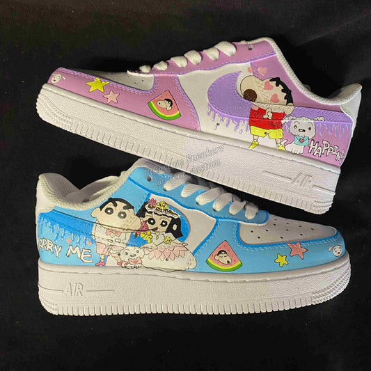 0531-Zapatos de pareja azul y púrpura de Crayon Shin-chan