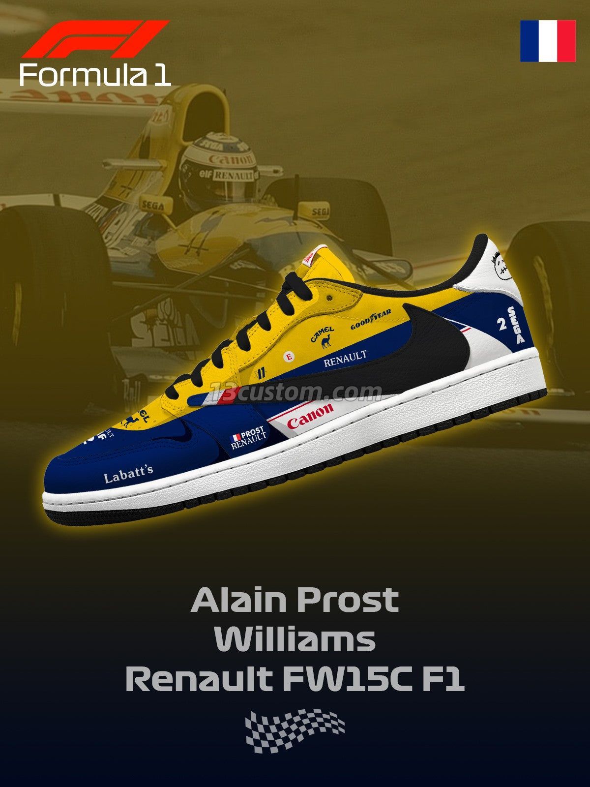 倒鉤TS 女款 Renault FW15C F.1客製化 倒鉤低幫 運動鞋-V1款