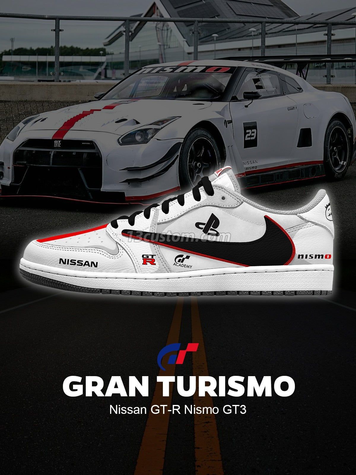 倒鉤TS GT-R Nismo GT3客製化 倒鉤低幫 運動鞋-V1款 主圖