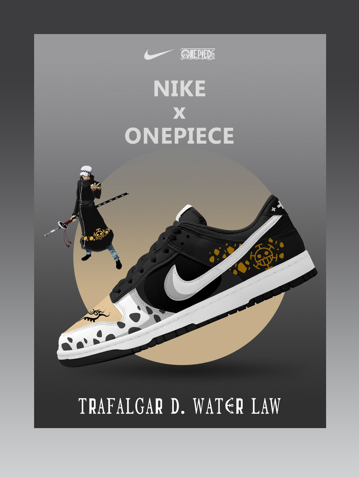 Trafalgar D. Water Law V.1 Custom Court-Low Sneakers - 13custom