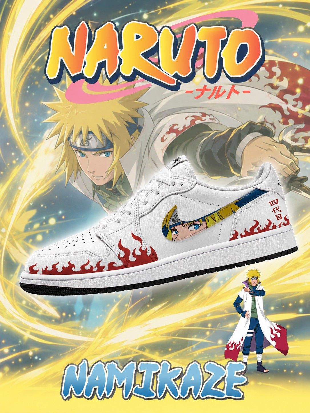 Namikaze Minato V.2 Custom Low-Top Court Sneakers