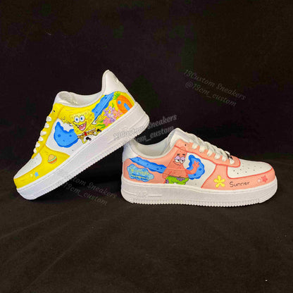 0674-스폰지밥 전체 프린트 노랑 분홍 오리 신발
