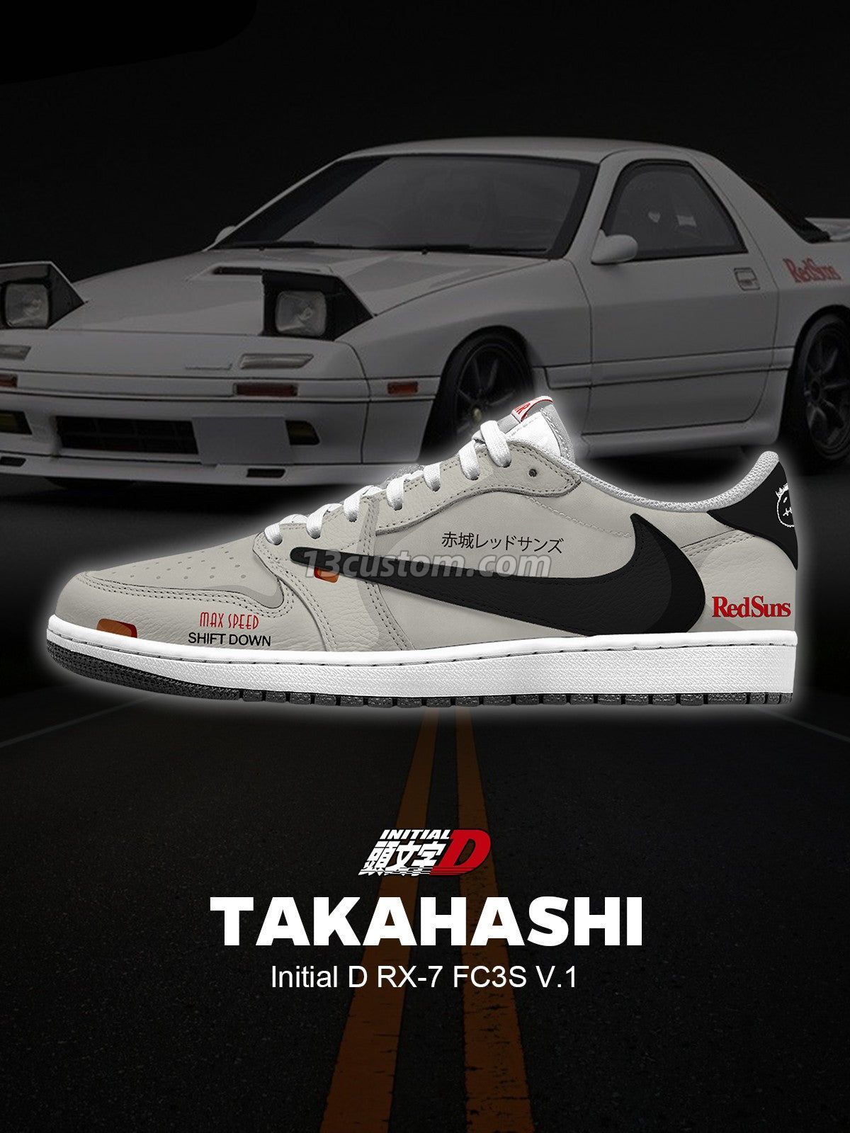 倒鉤TS Keisuke Takahashi RX-7 FC3S客製化 倒鉤低幫 運動鞋-V1款