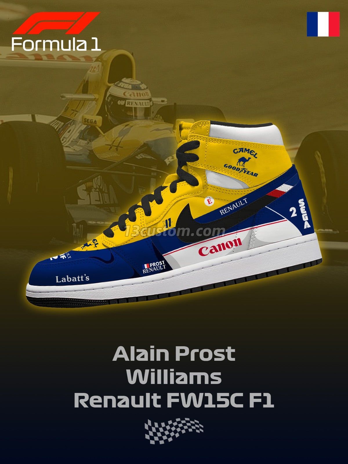 AJ1 H Prost Williams FW15C F.1客製化 高幫-頂級 運動鞋-V1款 主圖