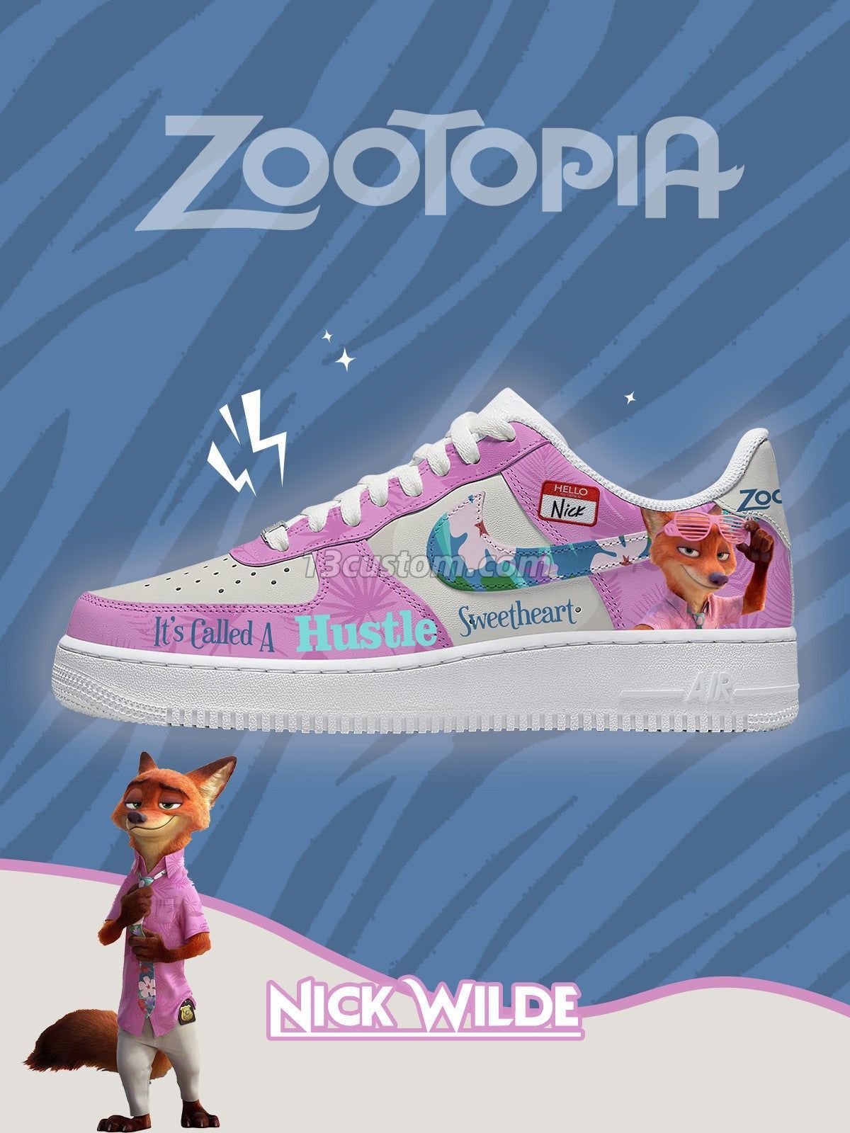 AF1 動物方城市-尼克·王爾德 V1 客製化運動鞋