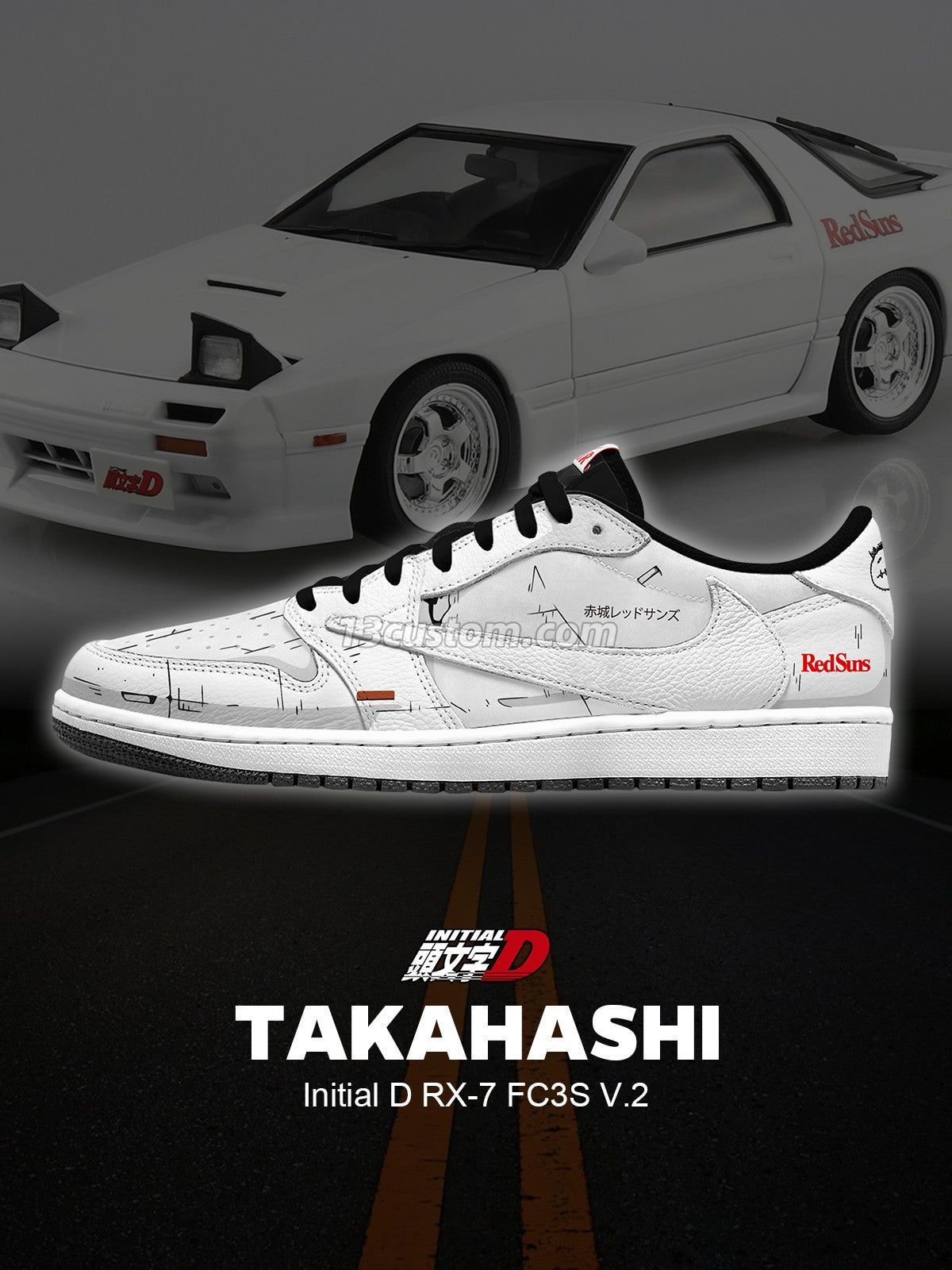 倒鉤TS Keisuke Takahashi RX-7 FC3S客製化 倒鉤低幫 運動鞋-V2款 主圖