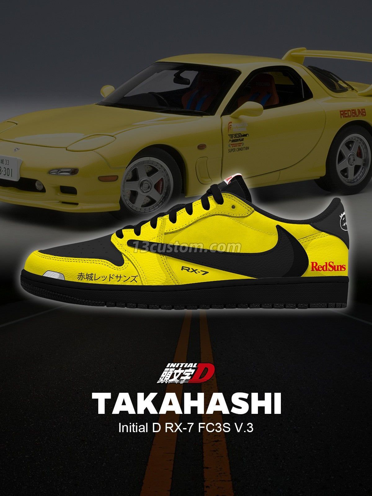 倒鉤TS Keisuke Takahashi RX-7 FC3S客製化 倒鉤低幫 運動鞋-V3款 主圖