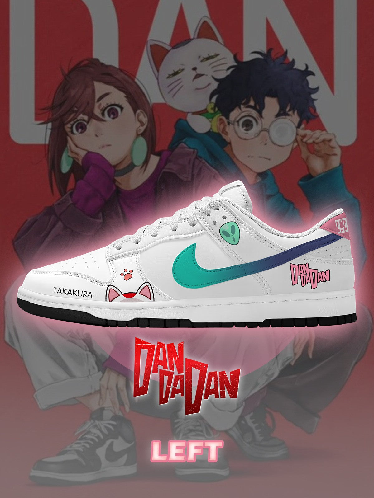 Okarun and Momo V.1 Custom Court-Low Sneakers - 13custom