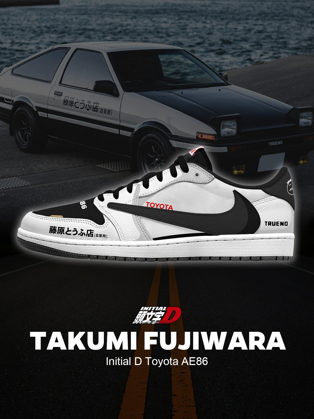 Takumi Fujiwara's AE86 V.1 Custom TS Low Sneakers