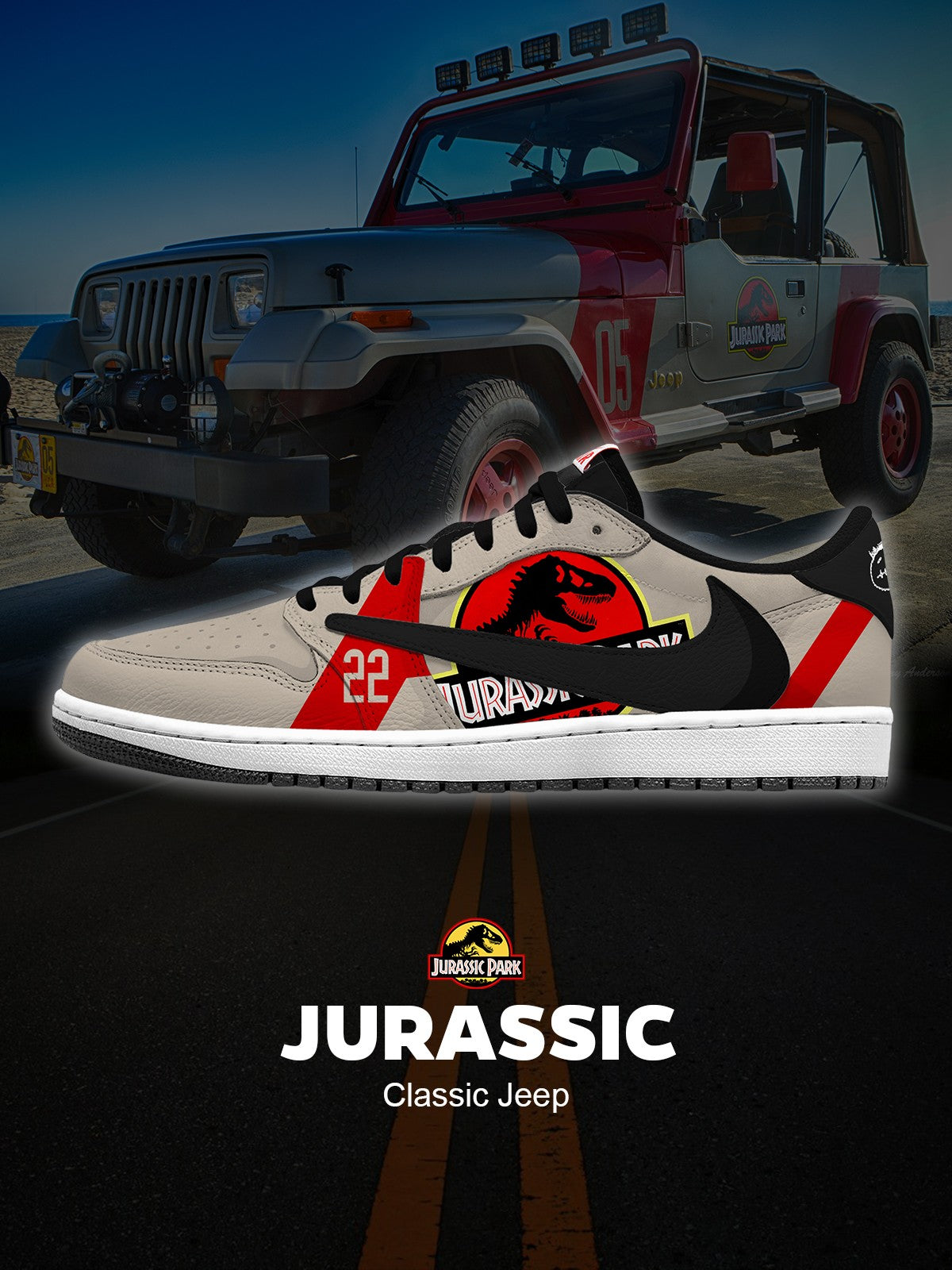 倒鉤TS Jurassic Jeep客製化 倒鉤低幫 運動鞋-V1款 主圖