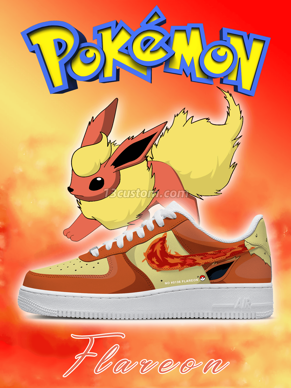 AF1 Pokémon - Flareon, zapatillas deportivas personalizadas Imagen principal del producto