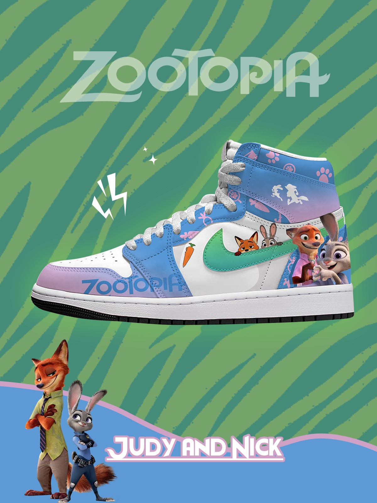 Judy Hopps Nick Wilde V.1 Custom High-Top Sneakers