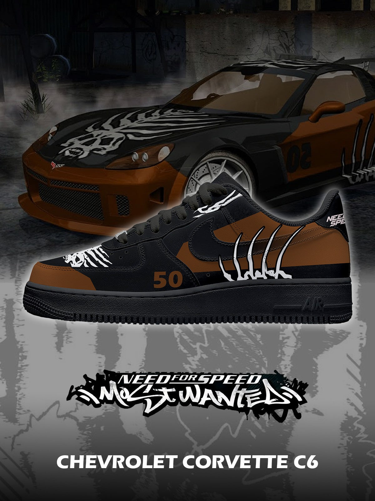 C. Corvette C6 V.1 Custom Air-Style Sneakers