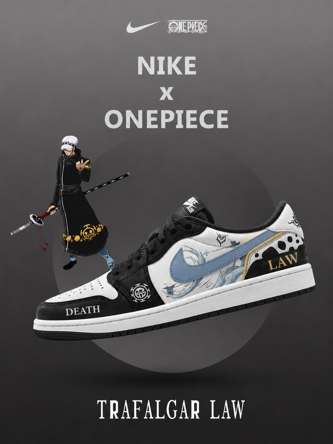 Trafalgar D. Water Law V.3 Custom Low-Top Court Sneakers