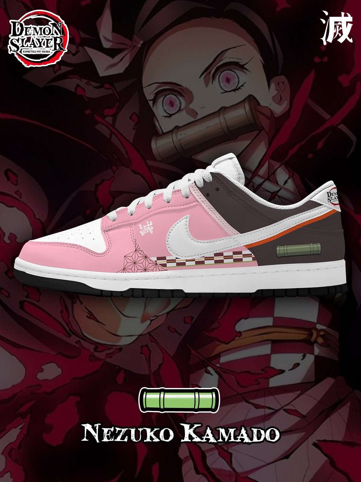 Nezuko Kamado V.1 Custom Court-Low Sneakers - 13custom