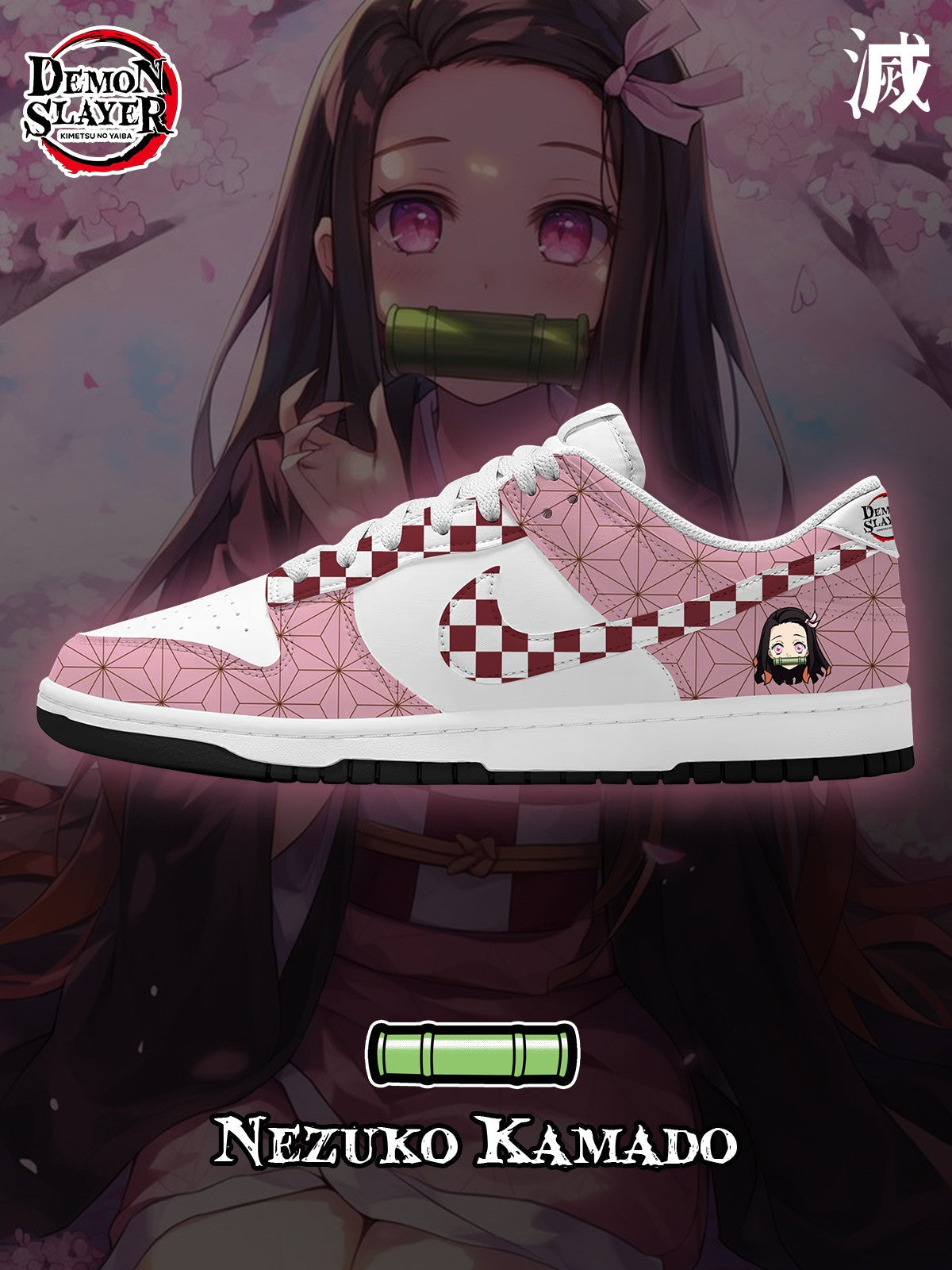 Nezuko Kamado V.2 Custom Court-Low Sneakers - 13custom