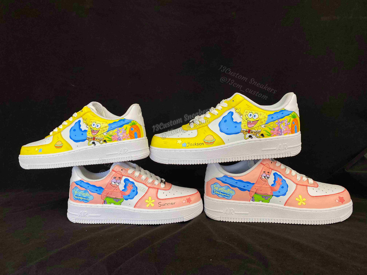 0674-스폰지밥 전체 프린트 노랑 분홍 오리 신발