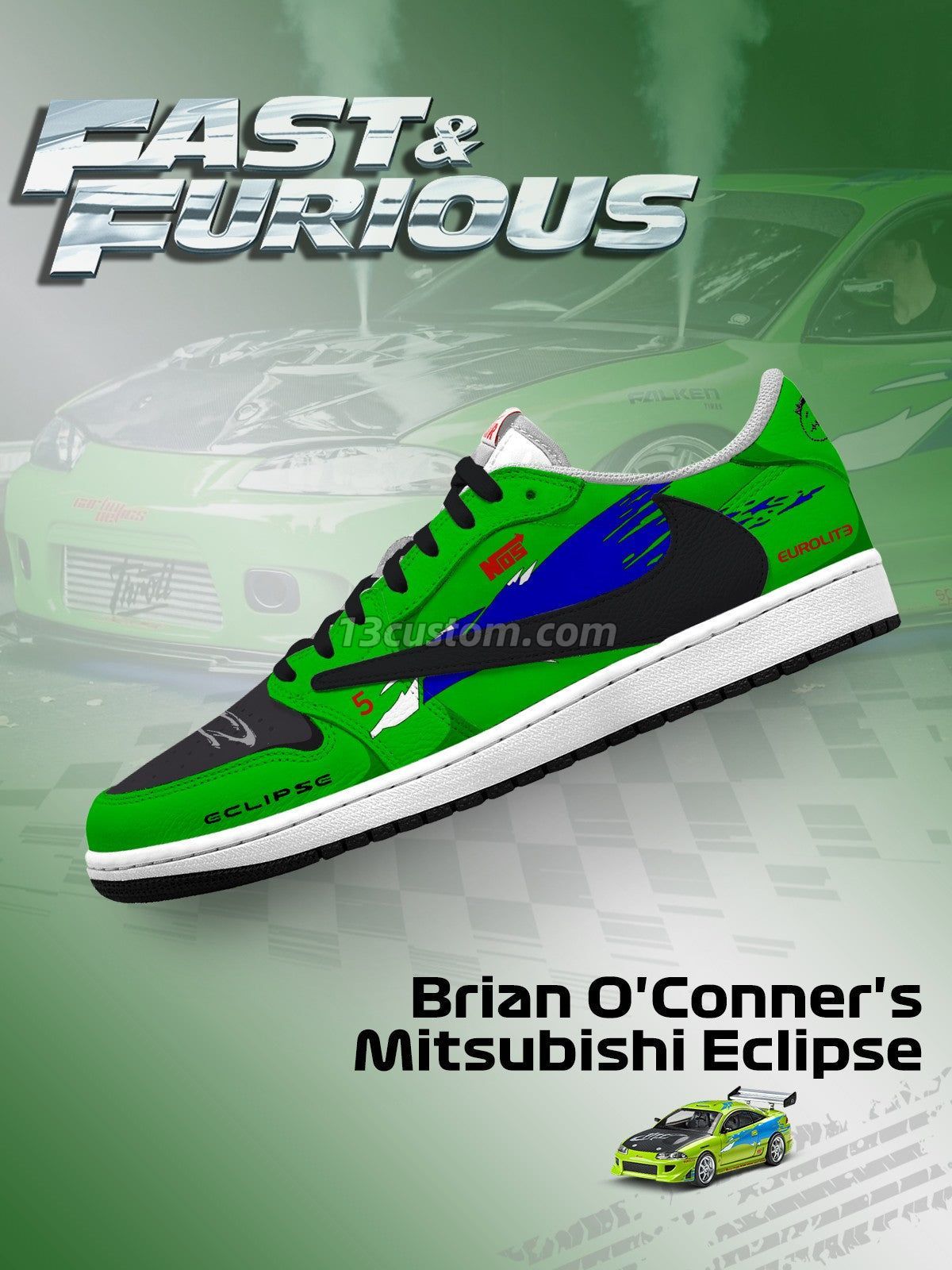 倒鉤TS Brian O'Conner's Eclipse客製化 倒鉤低幫 運動鞋-V1款
