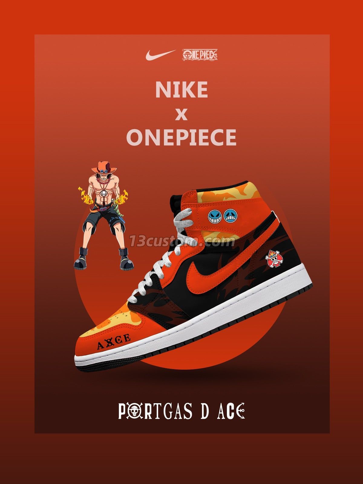 Portgas D. Ace V.3 Custom High-Top Sneakers