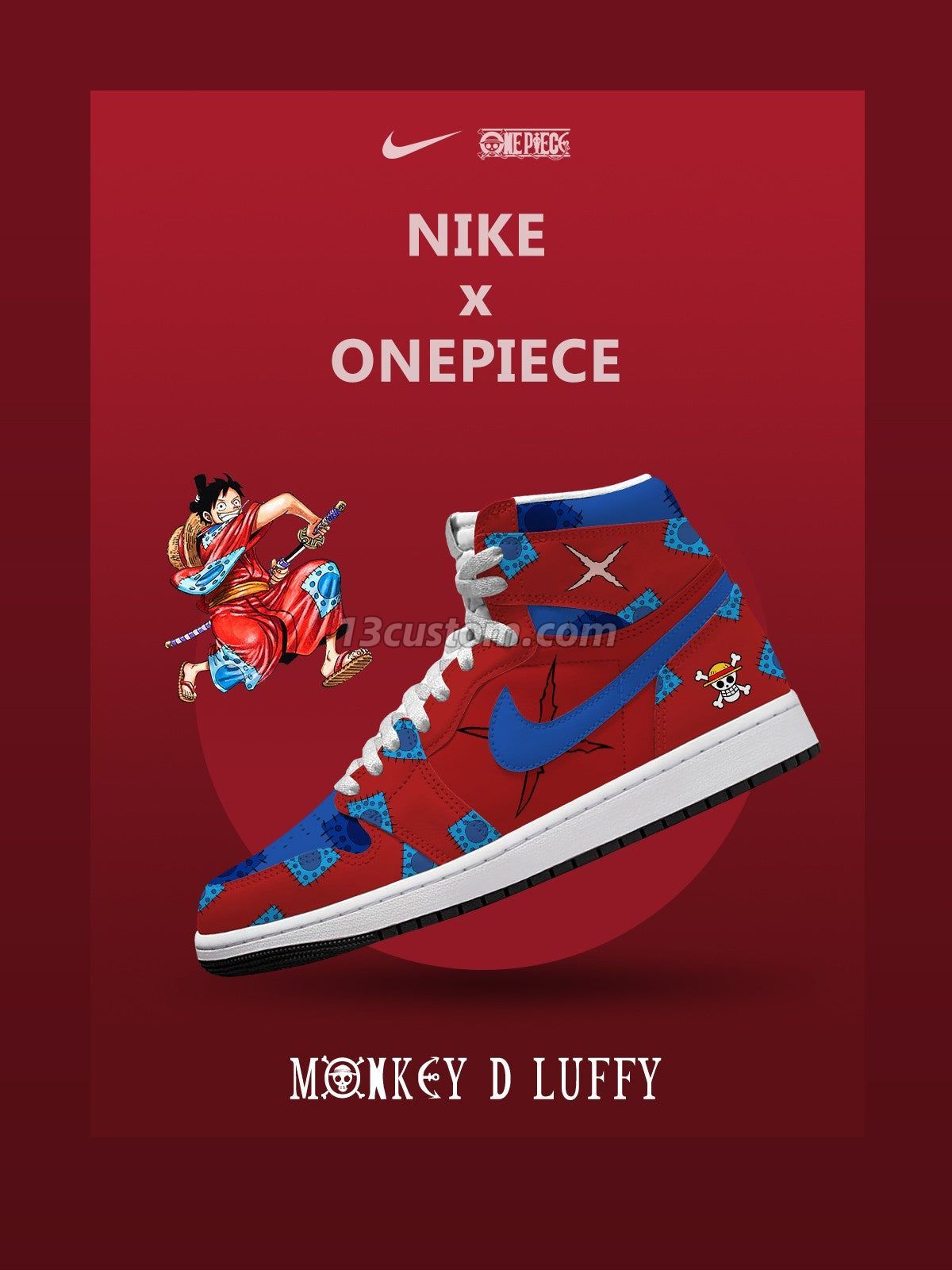 AJ1 H 蒙其·D·魯夫客製化 高幫-頂級 運動鞋-V5款