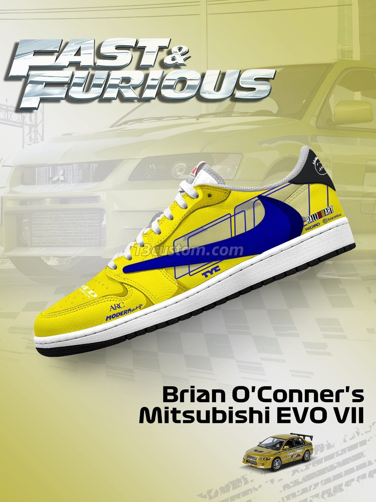 倒鉤TS Brian O'Conner's EVO VII客製化 倒鉤低幫 運動鞋-V1款 主圖