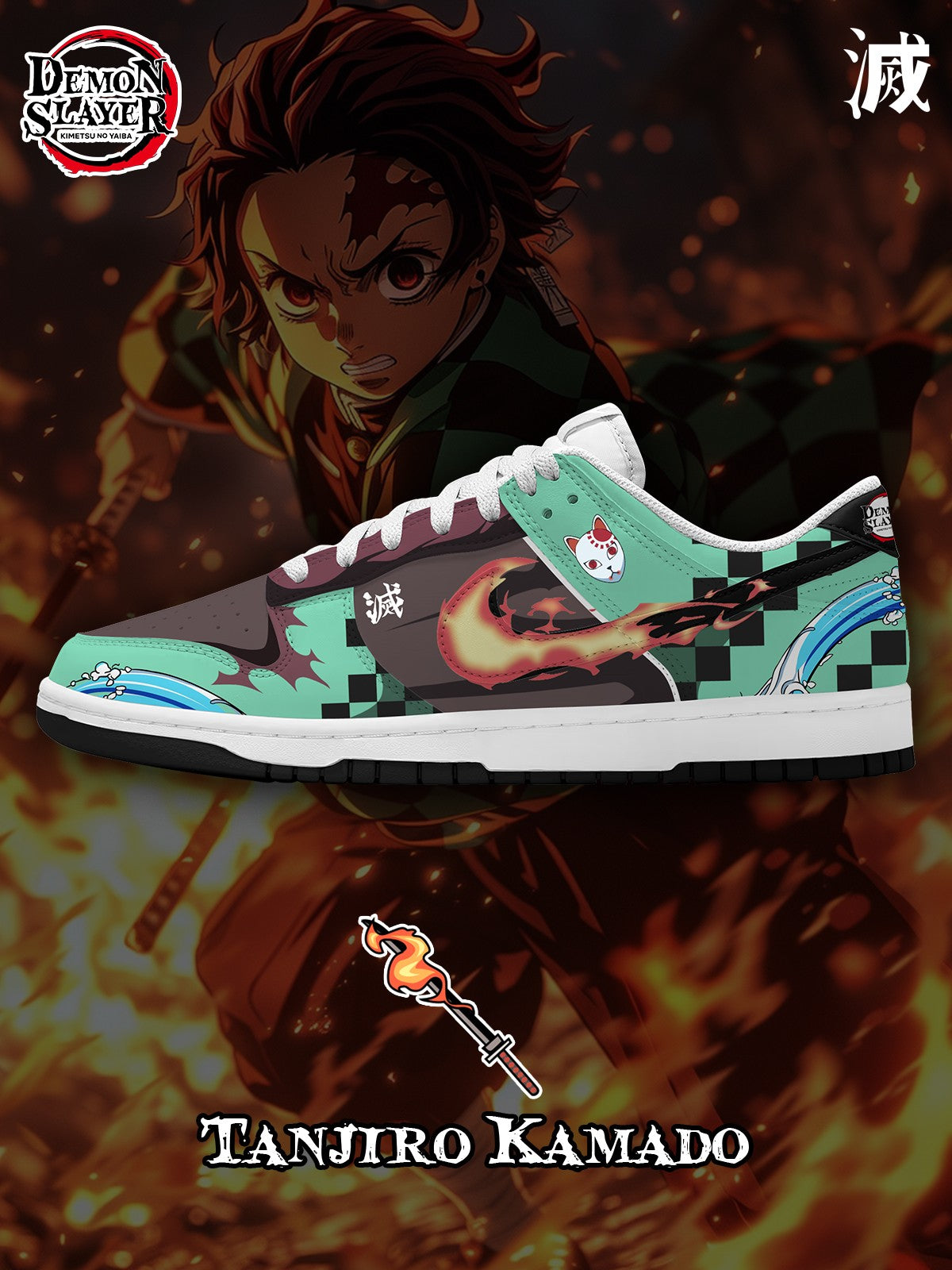 Tanjiro Kamado V.4 Custom Court-Low Sneakers - 13custom
