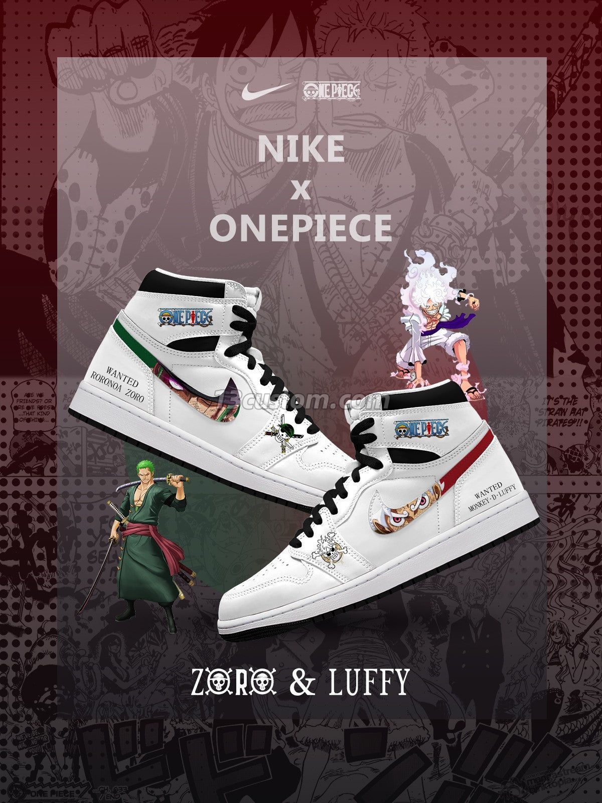 Luffy & Zoro V.1 Custom High-Top Sneakers