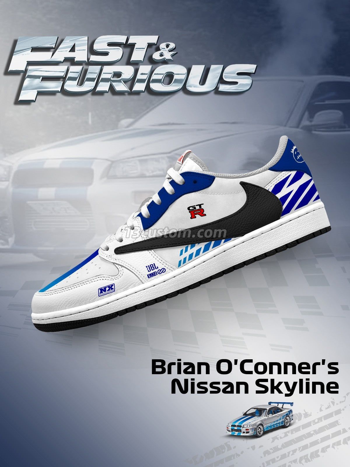 倒鉤TS Brian O'Conner's Skyline客製化 倒鉤低幫 運動鞋-V1款