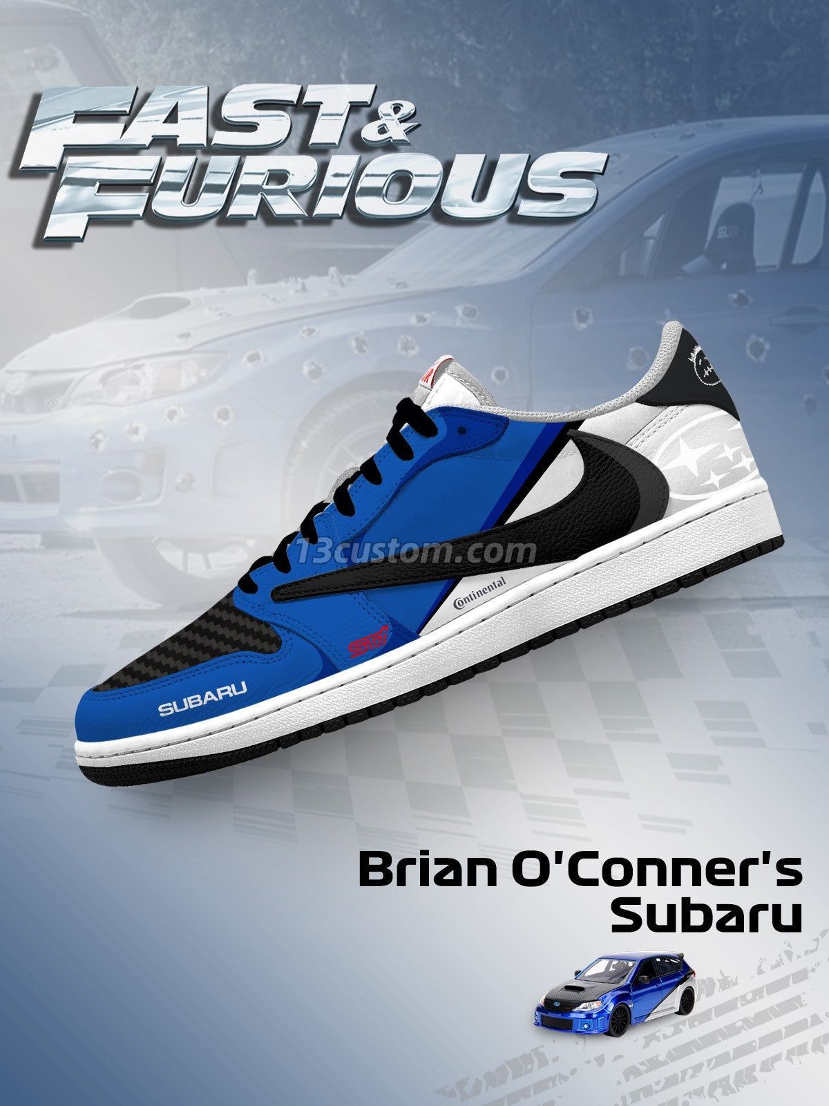 倒鉤TS Brian O'Conner's Impreza WRX STI客製化 倒鉤低幫 運動鞋-V1款