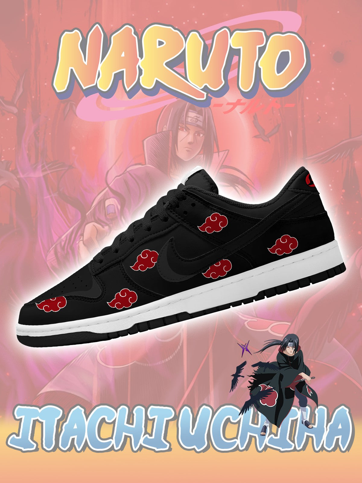 Akatsuki Itachi Uchiha V.5 Custom Court-Low Sneakers - 13custom