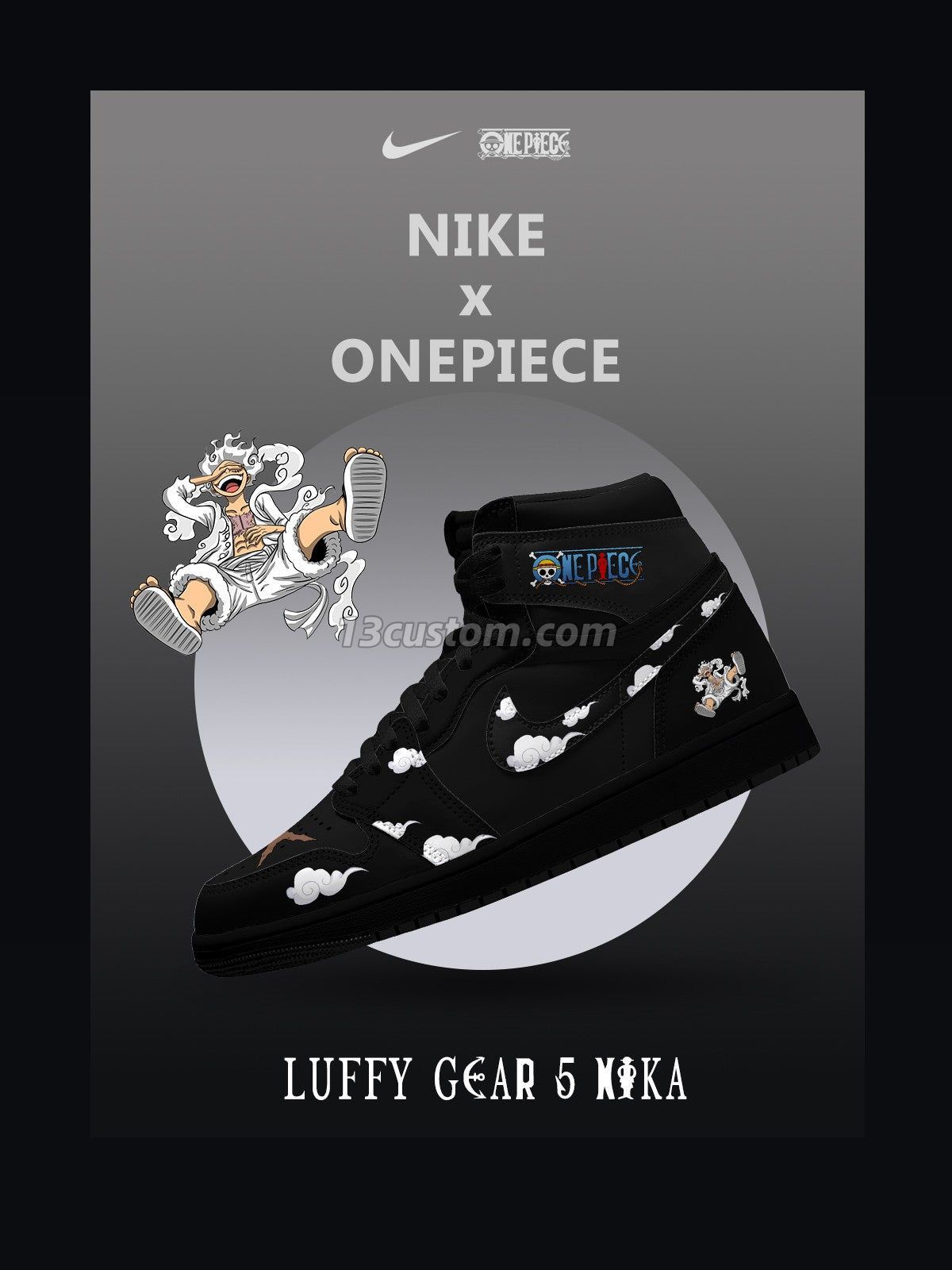 Luffy Gear 5 Nika V.2 Custom High-Top Sneakers