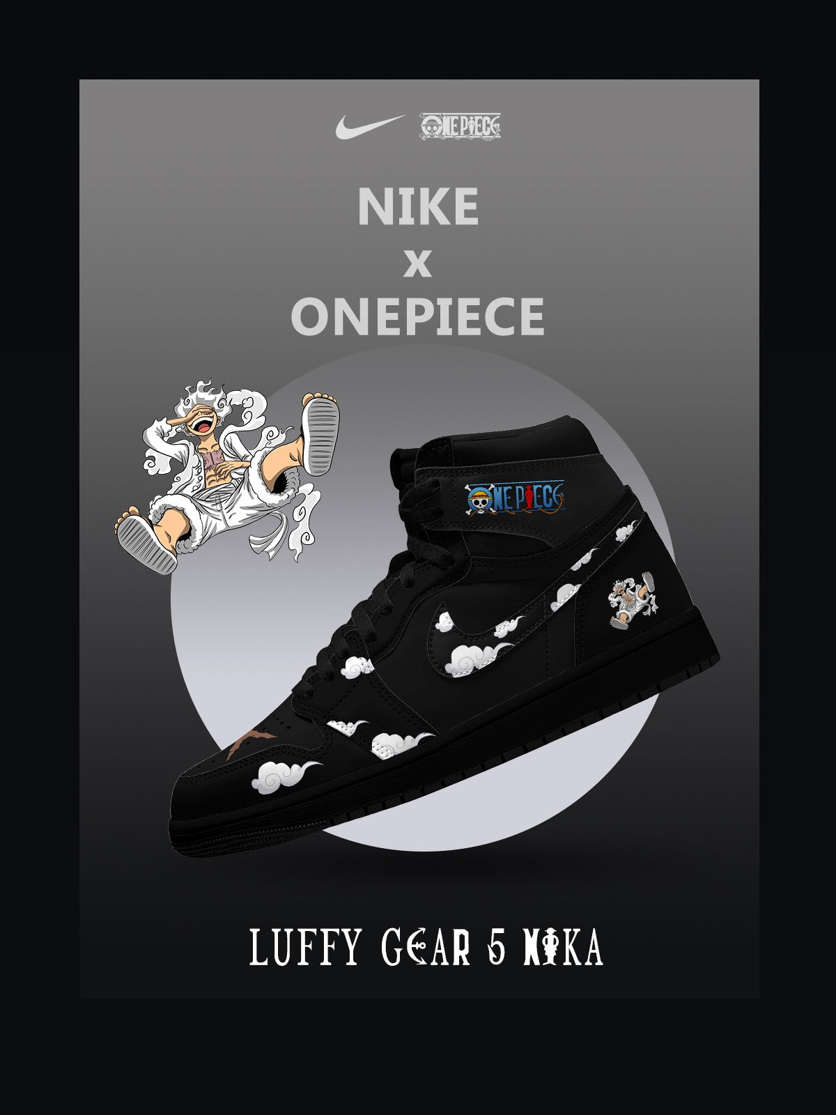 Luffy Gear 5 Nika V.2 Custom High-Top Sneakers